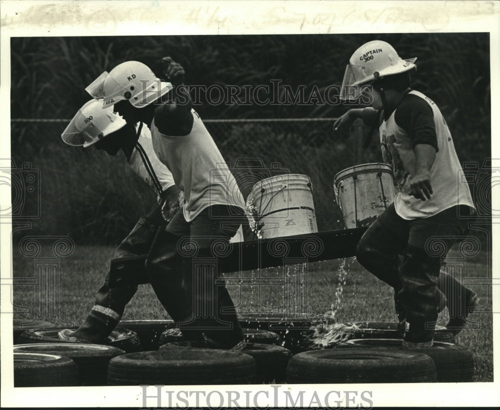 Press Photo Firemen&#39;s competition at Holy Rosary Church in Hahnville - Historic Images