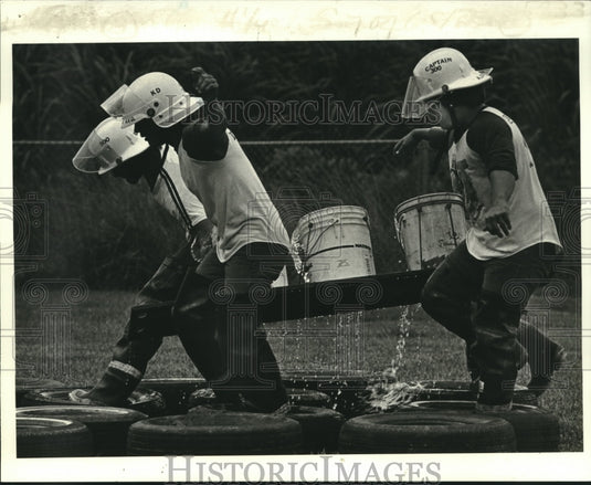 Press Photo Firemen's competition at Holy Rosary Church in Hahnville - Historic Images