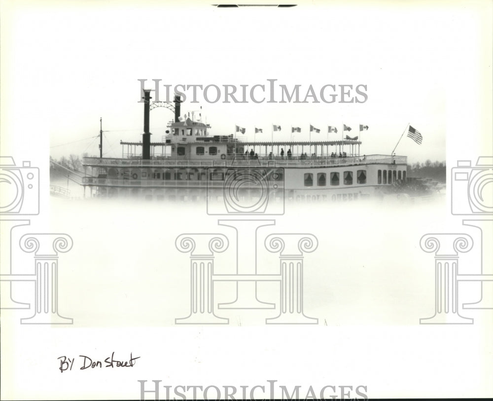 1994 Press Photo Riverboat gliding through fog and mist - Historic Images