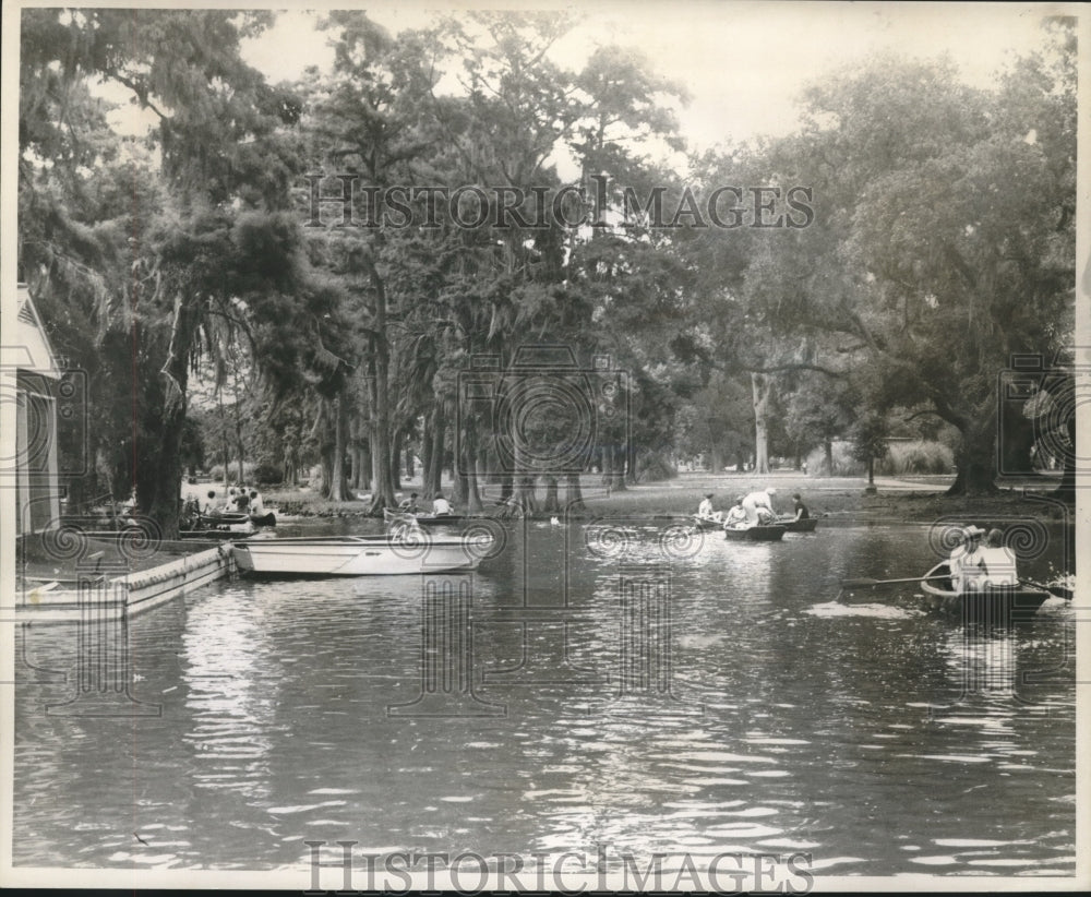 1966 Boating on City Park&#39;s lagoon on July 4th holiday. - Historic Images