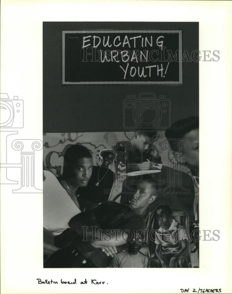 1992 Press Photo Educating Urban Youth! Bulletin Board - Historic Images