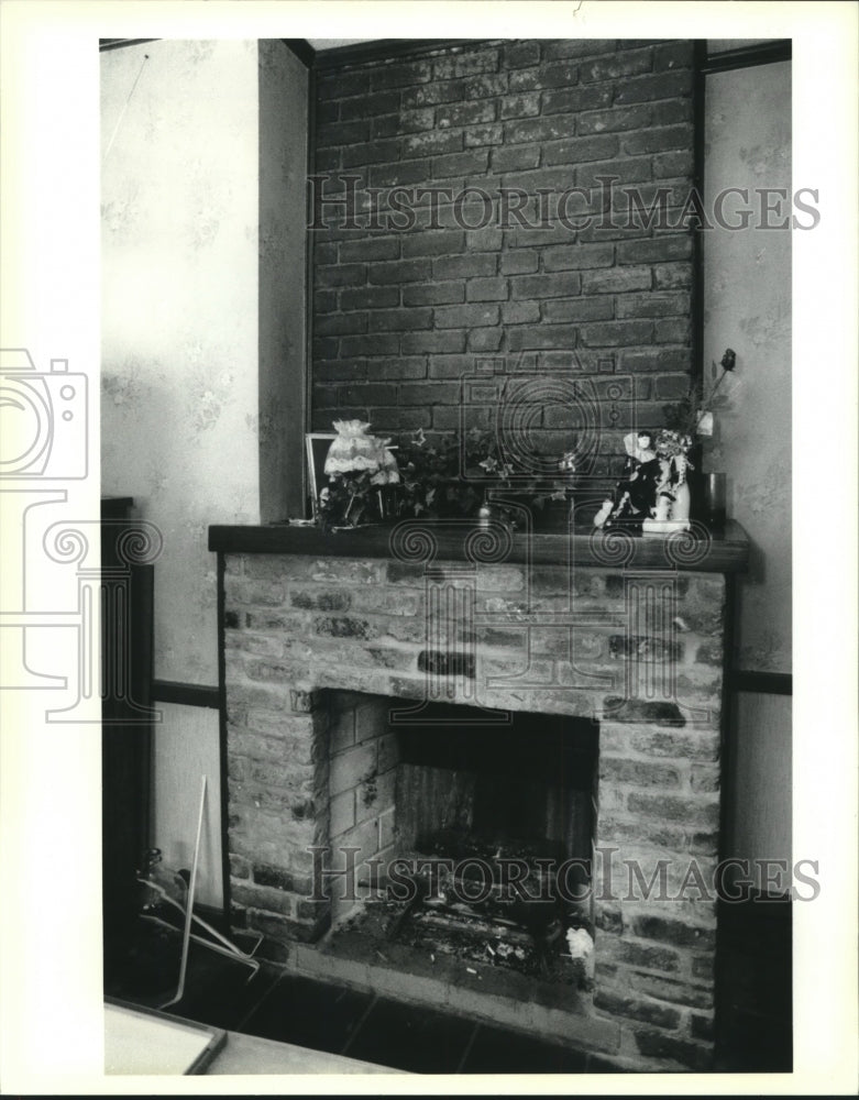 1996 Press Photo Fireplace view of donated house to Islenos Museum - Historic Images