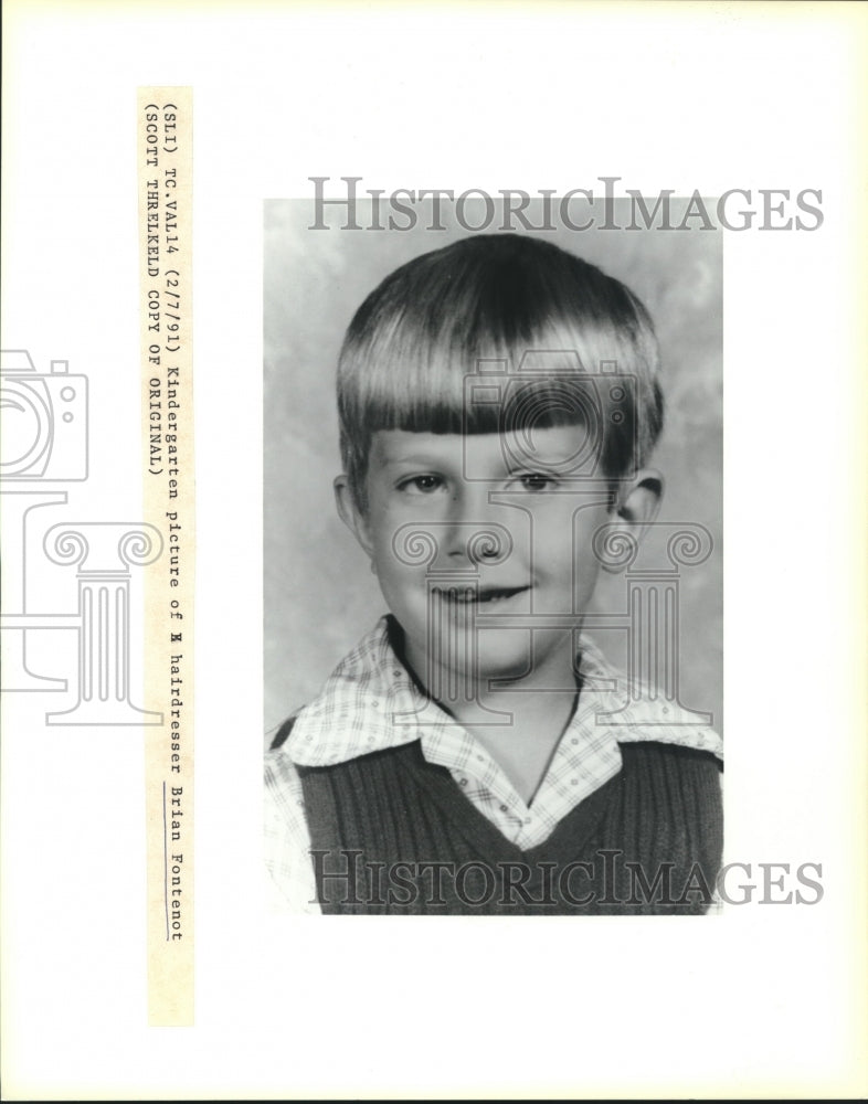 1991 Press Photo Kindergarten picture of hairdresser Brian Fontenot - Historic Images