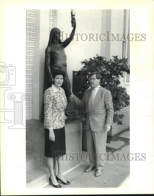 1991 Press Photo Mrs.Sidney Barthelemy & Ron Filson at the Arts Council luncheon - Historic Images