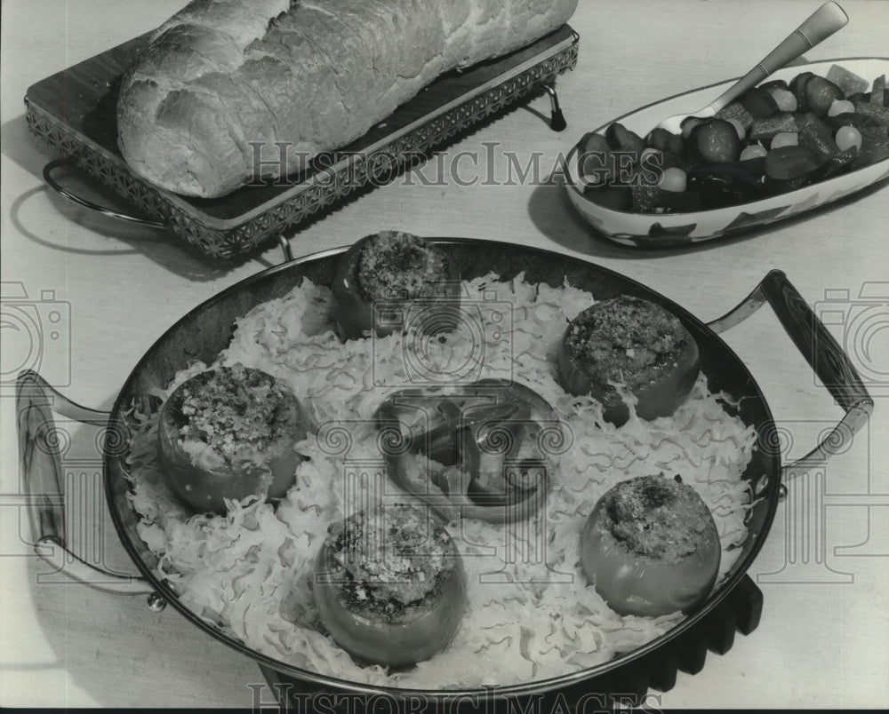 1967 Press Photo Sauerkraut Dish with stuffed tomatoes - nob12643 - Historic Images