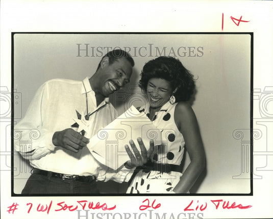 1989 Press Photo Bruce Fowler and Andre' Trevigne at Planned Parenthood Benefit. - Historic Images