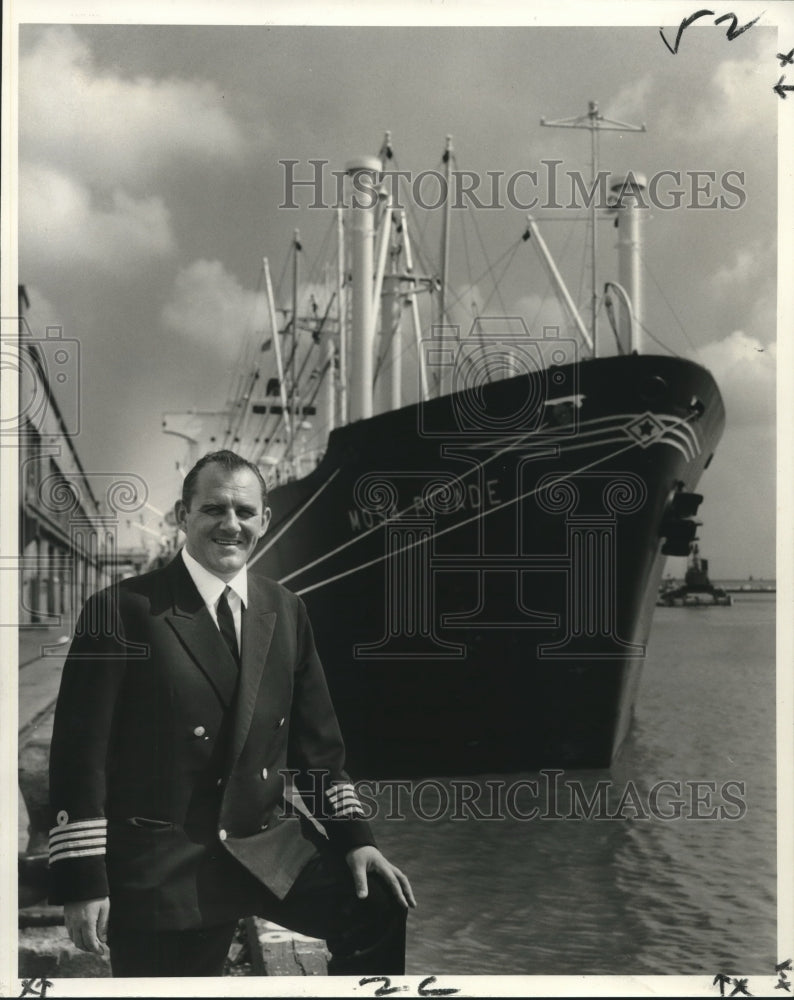 1969 Yugoslav Captain Tonka Gamulin poses with his vessel - Historic Images