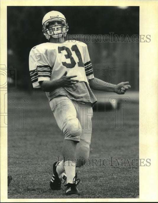 1994 Press Photo Ben Franklin's place kicker Eric Meier with body language. - Historic Images