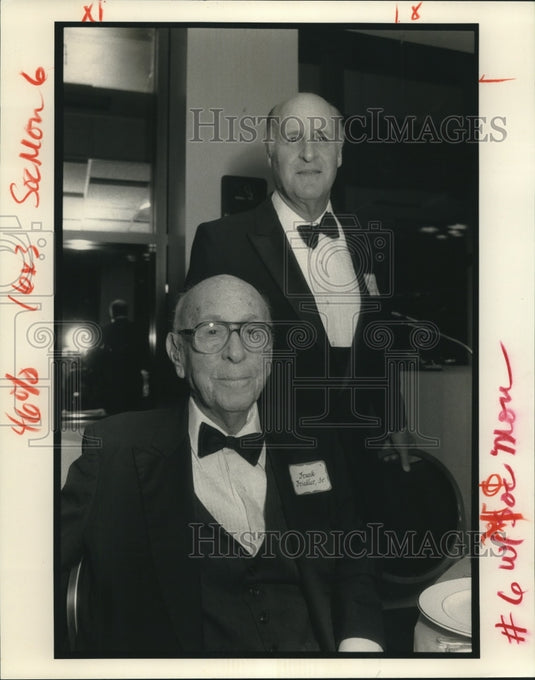 1991 Press Photo Frank Friedler, Sr. and Roger Bissinger at Judah Touro Dinner - Historic Images