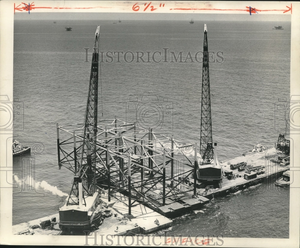 1967 Press Photo Construction of Freeport Sulphur Company&#39;s new offshore mine - Historic Images