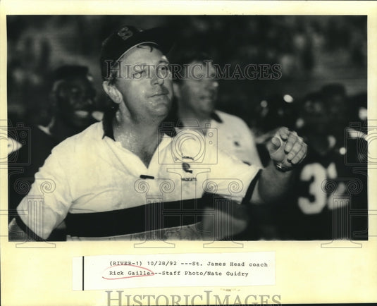 1992 Press Photo Football - St. James Head coach Rick Gaille - Historic Images
