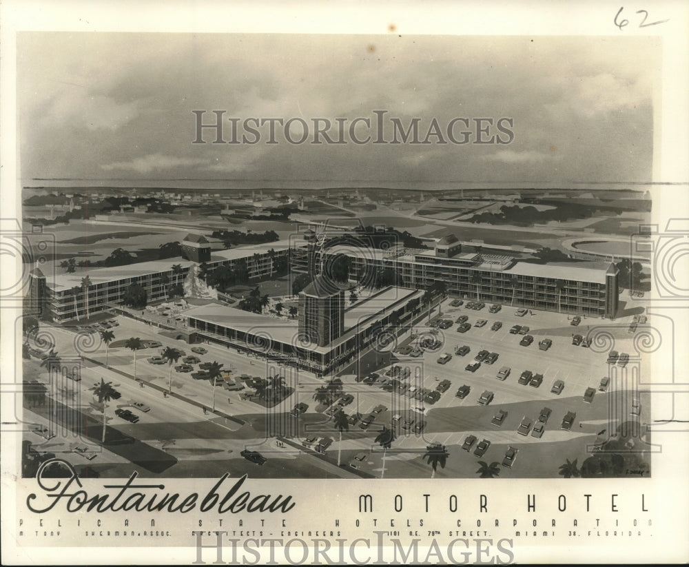 1957 Fontainbleau hotel construction on the site of Pelican Stadium - Historic Images