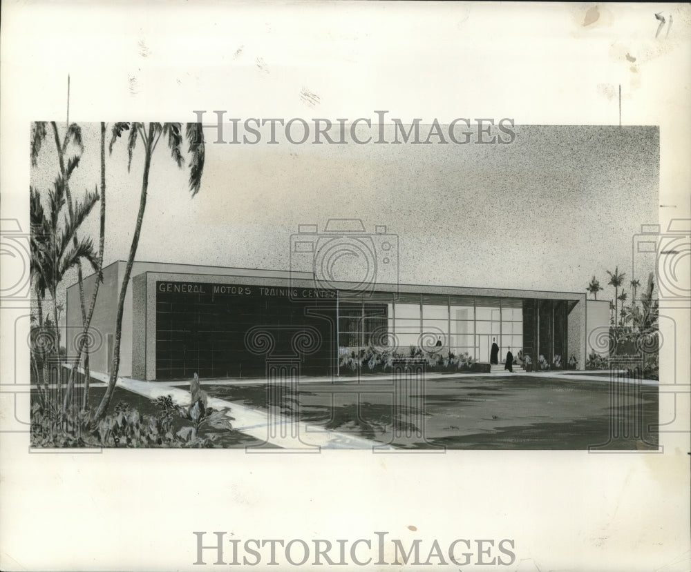 1954 Press Photo Sketch of General Motors Corporation Training Center - Historic Images