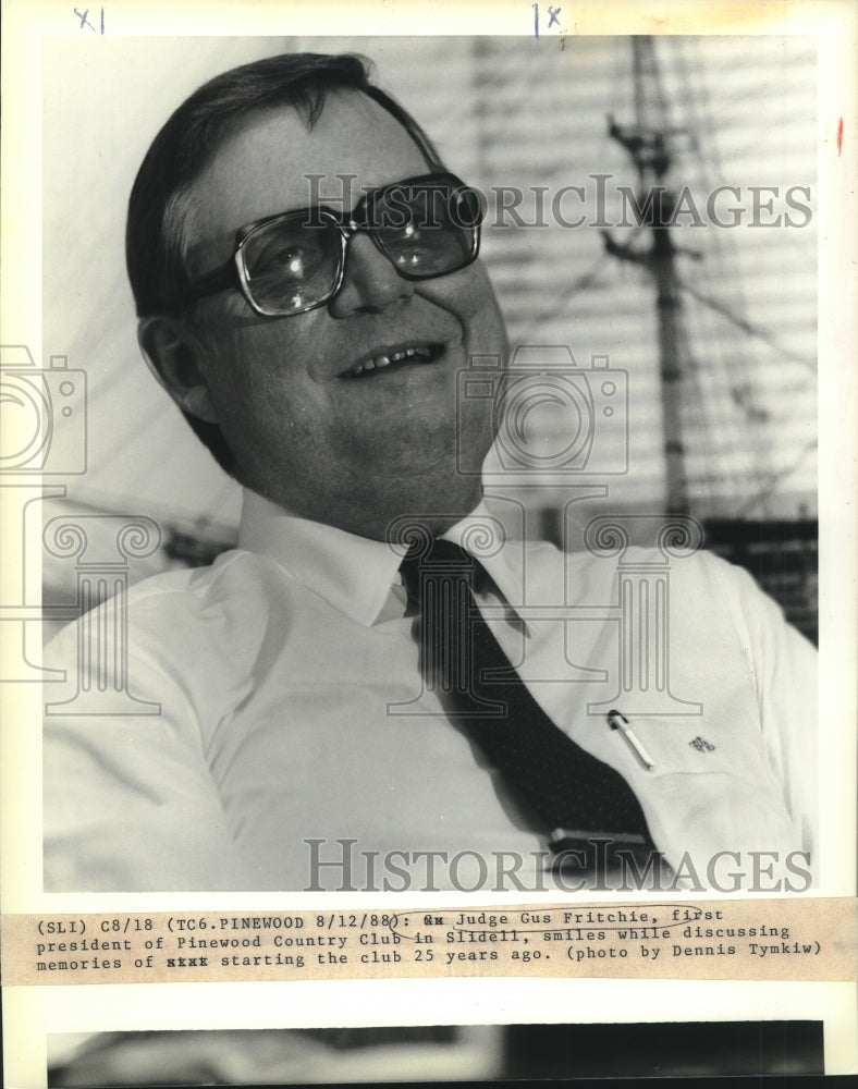 1988 Press Photo Judge Gus Fritchie, first president of Pinewood Country Club - Historic Images