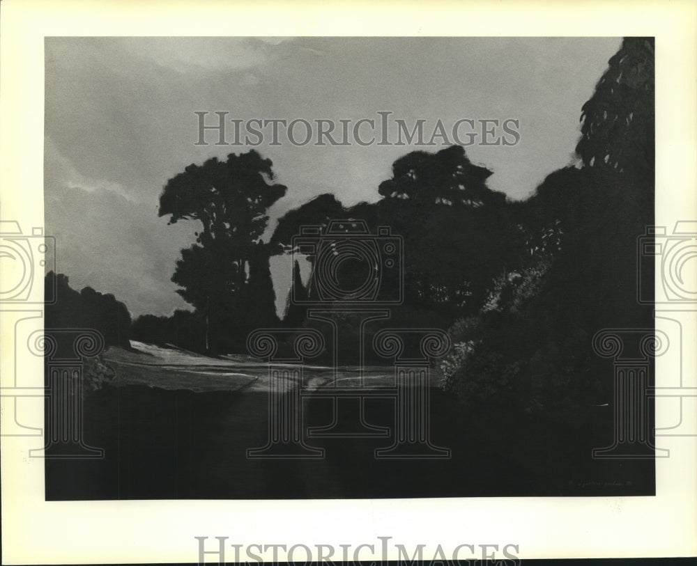 1987 Press Photo Artist Dorothy Furlong-Gardner&#39;s &quot;Garden: Late Afternoon&quot; - Historic Images