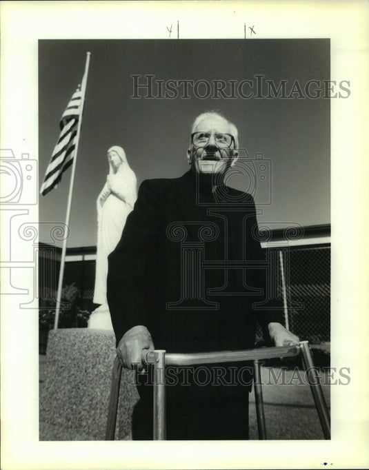1990 Press Photo Msgr. Gaudin founded Immaculate High School in Marrero - Historic Images