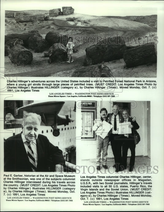 1991 Press Photo Charles Hillinger's adventures across the United States - Historic Images