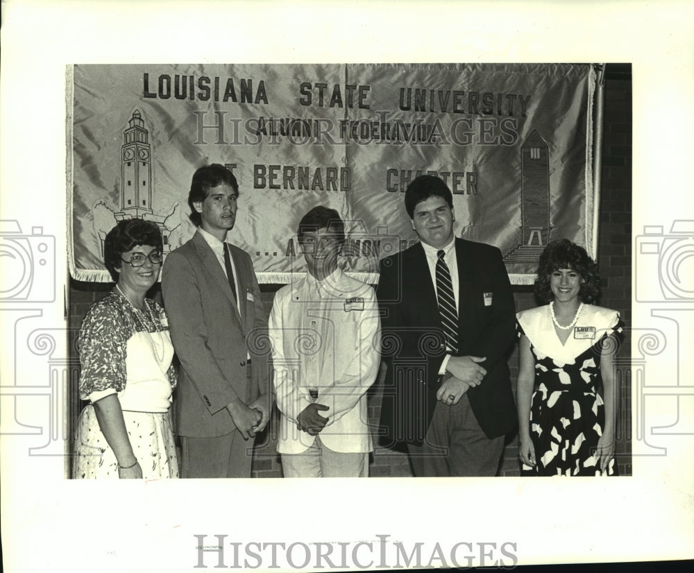 1987 Press Photo Cheryl Geiger presents LSU scholarships - Historic Images