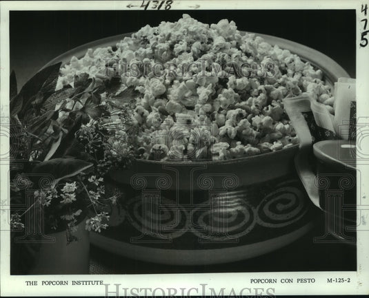 1982 Press Photo Popcorn Con Pesto in an elegant bowl - nob16656 - Historic Images