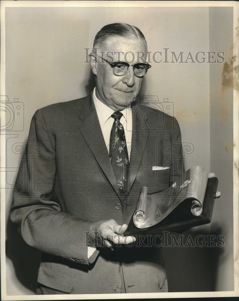 1959 Press Photo Dr. Val H. Fuchs and Award, Blue Cross Awards - nob17468 - Historic Images