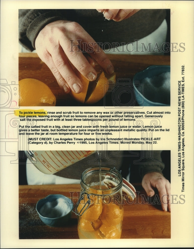 1995 Press Photo Steps on how to pickle lemons - Historic Images