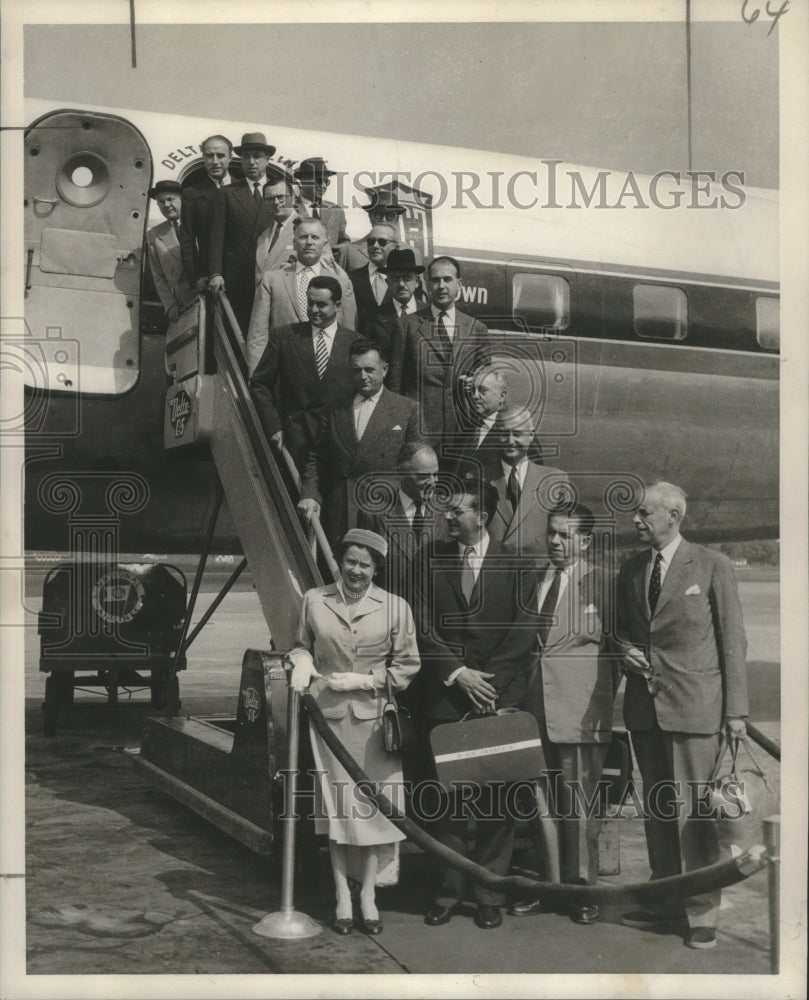 1956 Members of French delegation arrive in New Orleans - Historic Images