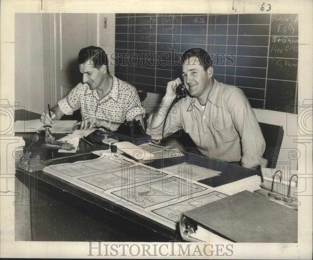 1953 Press Photo James W. Thompson and Charles Folkenroth, workers of the week. - Historic Images