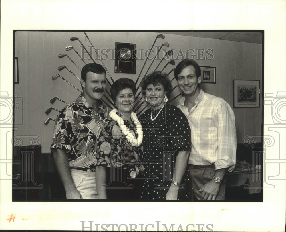 1989 Press Photo David &amp; Pam Flotte, Tracey Tiller, and Mitch Miller at reunion. - Historic Images