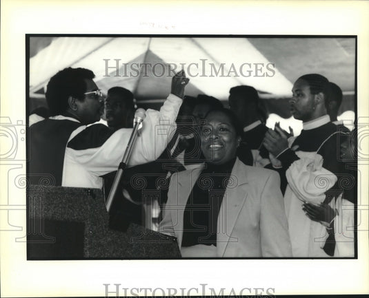 1989 Press Photo Reverend Beverly Cousin, Good Shepherd Baptist Church, Harvey - Historic Images