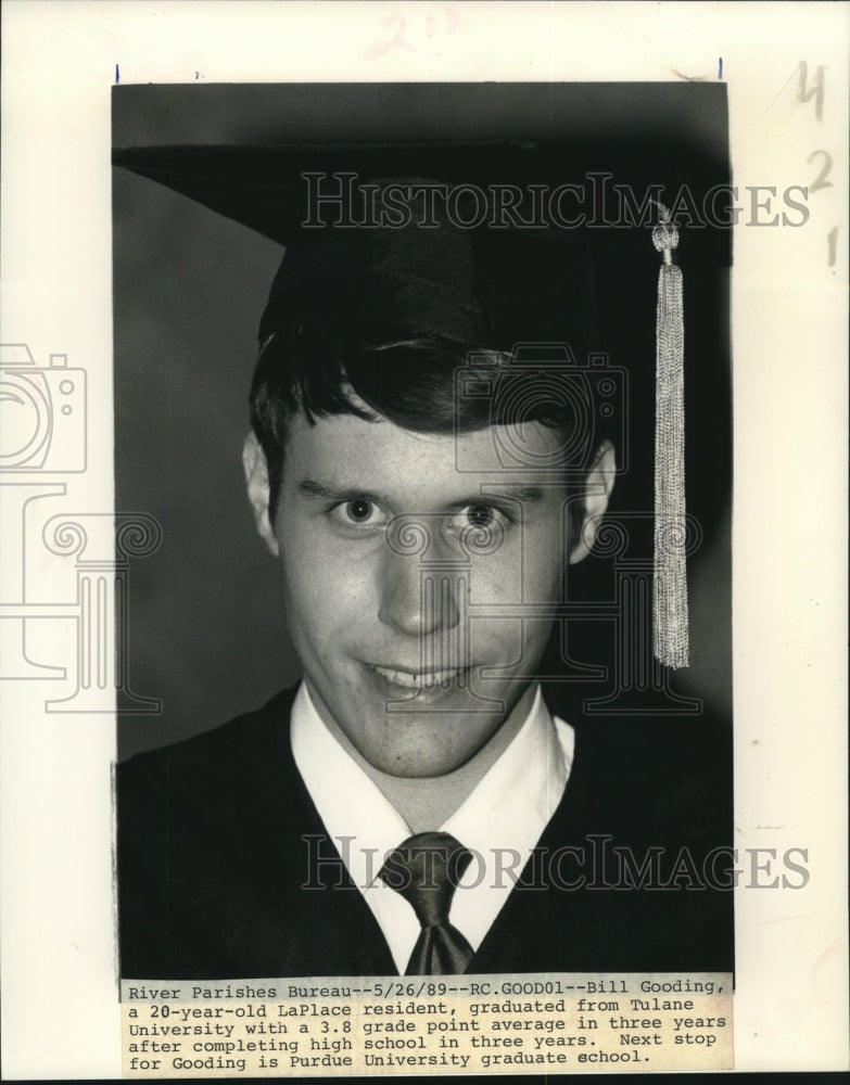 1989 Press Photo Bill Gooding of LaPlace, graduated from Tulane University - Historic Images