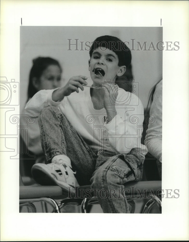 1991 Press Photo New Sarpy School National Geography Bee winner Marc Bourgeois - Historic Images