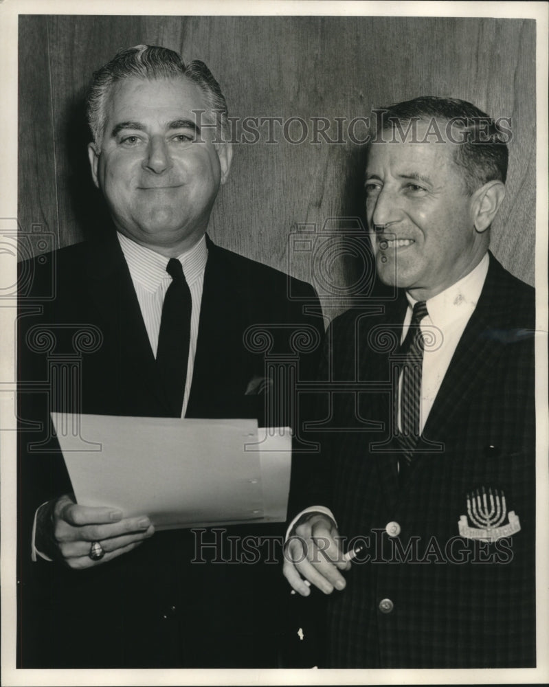 1964 Press Photo Irving Gerson and Herbert Levy of B&#39;nai Brith during meeting - Historic Images