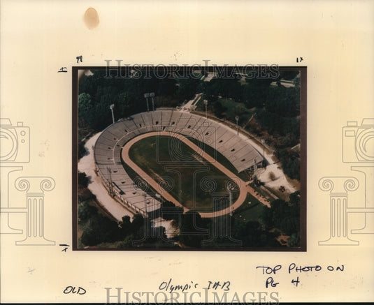 Press Photo Aerial view of Tad Gormely Stadium in city park - nob20682 - Historic Images