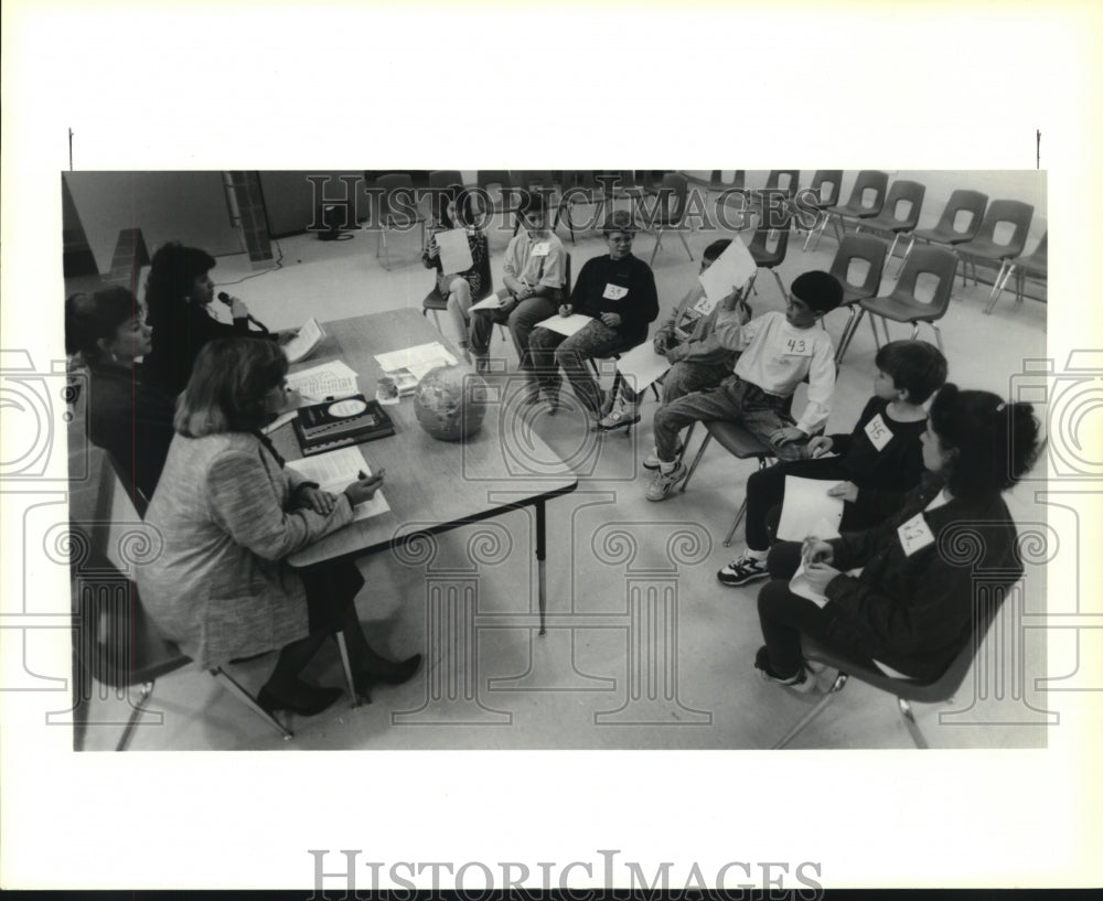 1991 Press Photo New Sarpy Elementary School National Geography Bee - Historic Images