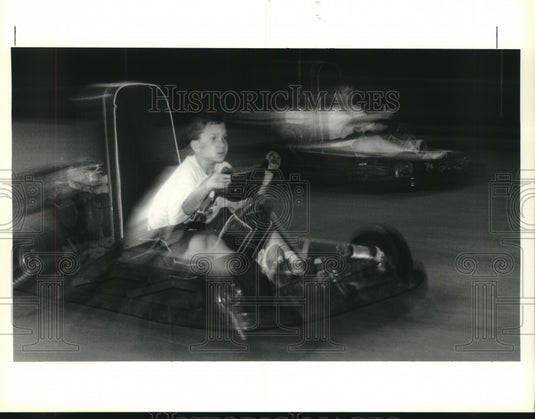 1991 Press Photo Cory Cheatham & brother Scott race around Endure Slick Track - Historic Images