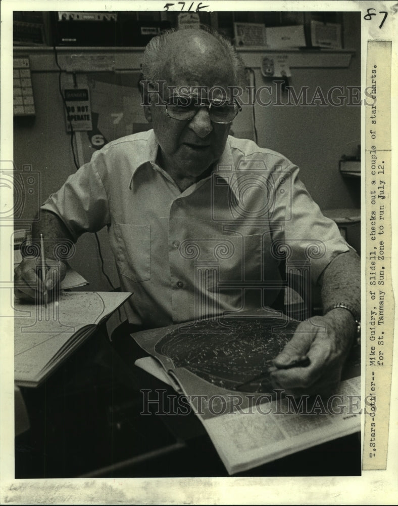 1987 Press Photo Mike Guidry, Ponchartrain Astronomy Society founder - Historic Images