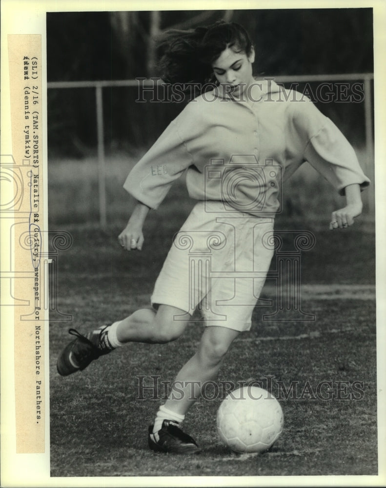 1990 Press Photo Natalie Guidry, sweeper for Northshore Panthers - Historic Images