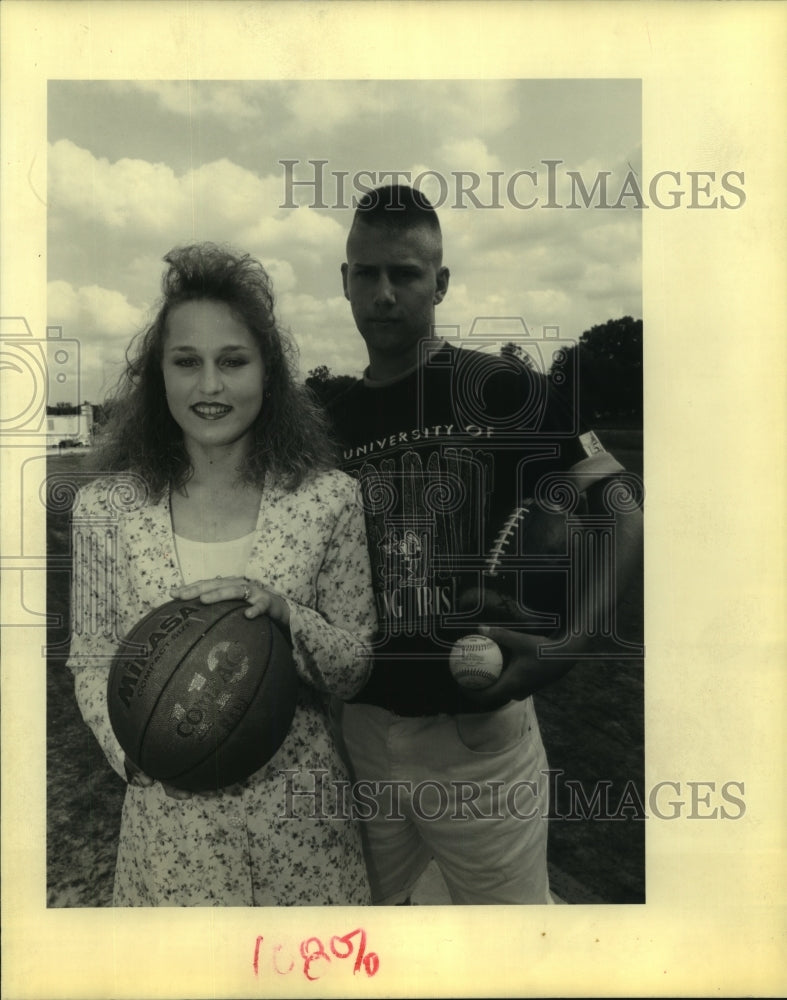 1993 Press Photo All river Parish Jenny Zeringue and Quinn Guidry - Historic Images