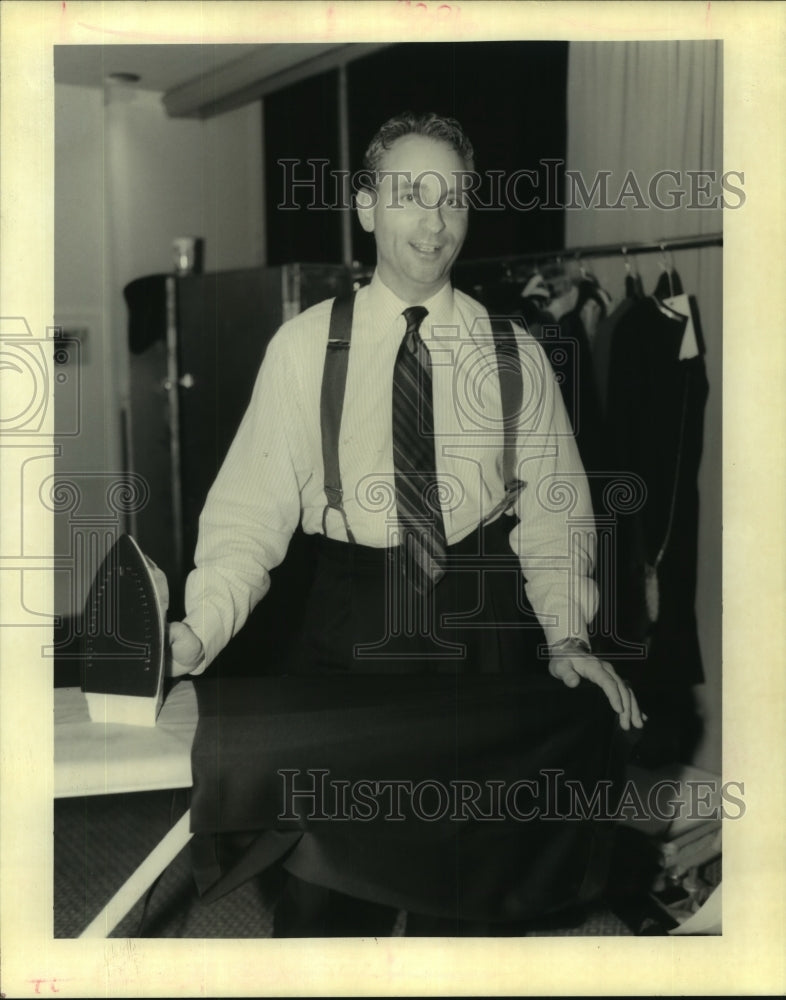 1992 Press Photo Glenn Gulier Smiles While Ironing - nob21836 - Historic Images