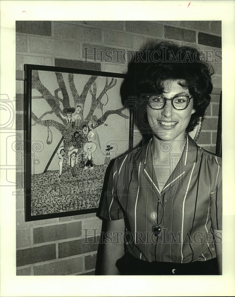 1987 Press Photo Aleen Guillot with her oil painting at St. Bernard Art Guild - Historic Images