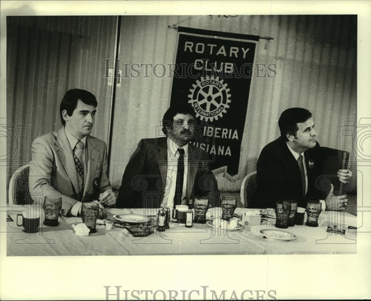 1981 Press Photo Billy Tauzin & Anthony Guarisco during Rotary Club meeting - Historic Images