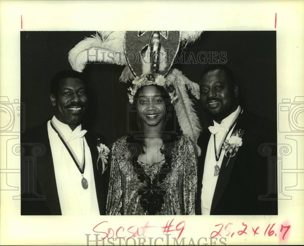 1995 Press Photo Kevin Thomas, Kelly Jones and David Green at the Zulu Ball - Historic Images