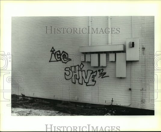 1992 Press Photo "Ice" appearing on buildings in the Arabi-Chalmette area - Historic Images