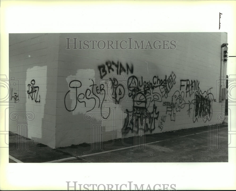 1994 Press Photo Graffiti on Chalmette Professional Building, St. Bernard - Historic Images