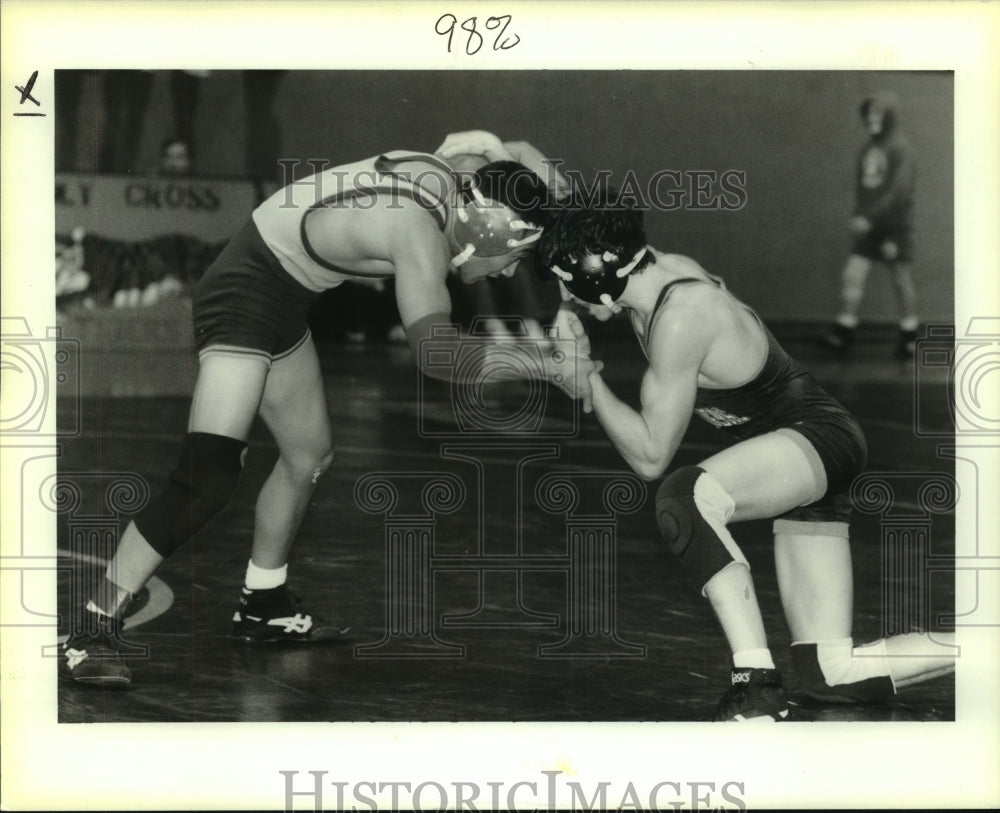 1993 Press Photo Wrestlers Trent Gray &amp; David Seghers, Wrestling Meet - Historic Images