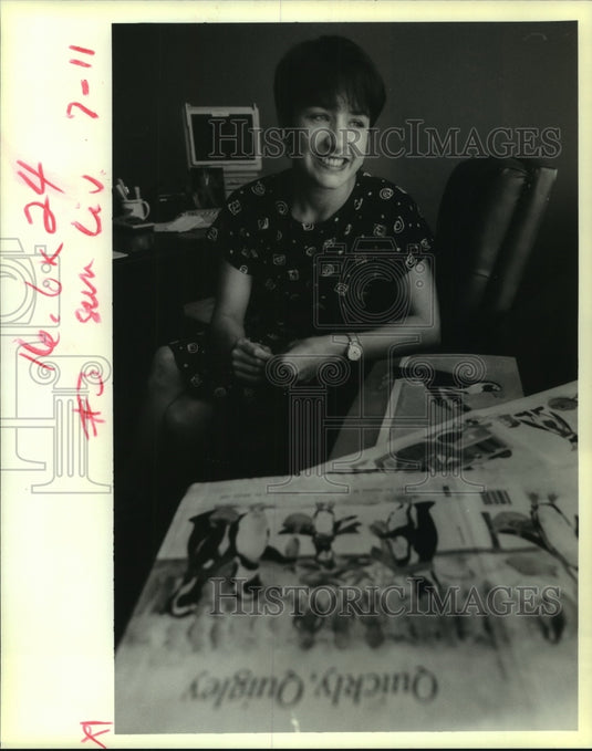 1993 Press Photo Jeanne Gravois, author of a children's book, "Quickly, Quiggly" - Historic Images