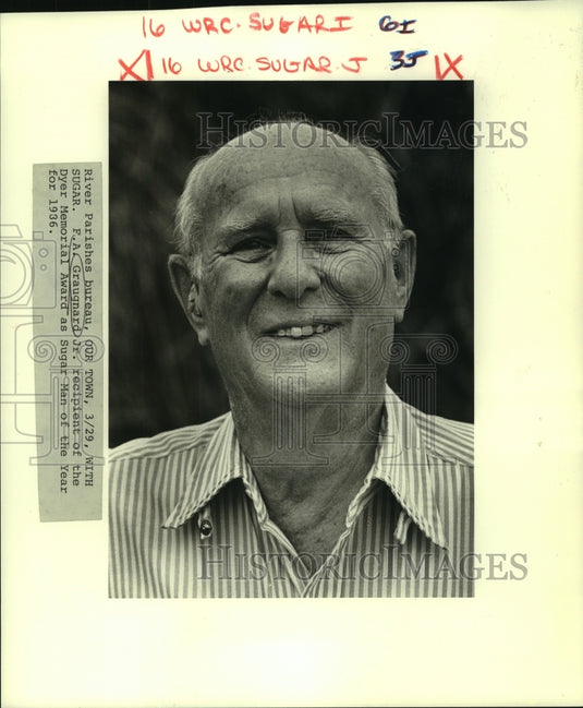 1987 Press Photo F.A. Graugnard Jr. recipient "Sugar Man of the Year for 1986" - Historic Images