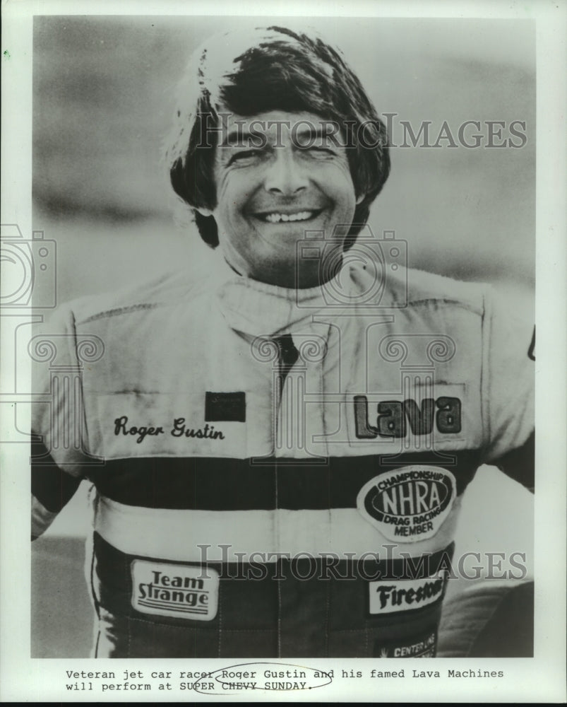 1988 Press Photo Veteran jet car racer Roger Gustin - nob23142 - Historic Images