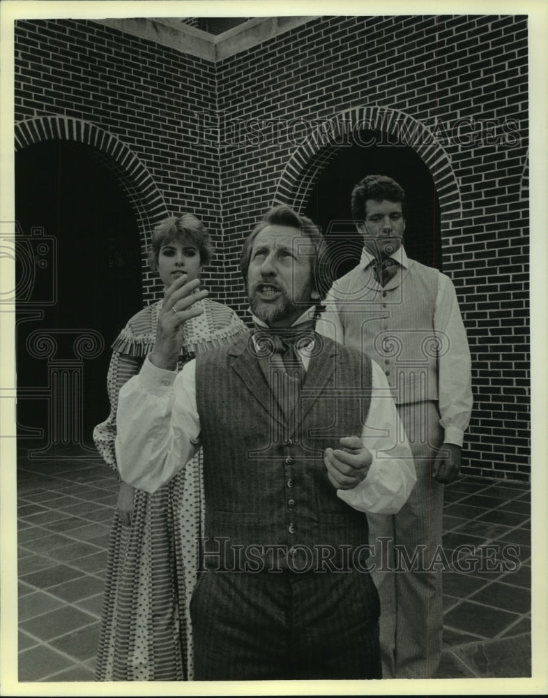 1986 Press Photo Veronica Miller, Ron Gural &amp; Jim Cullom in Antigone - nob23155 - Historic Images