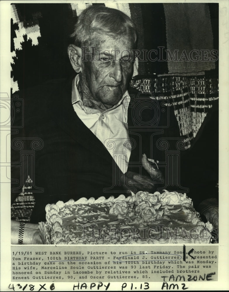 1981 Press Photo Ferdinald Guttierrez celebrates his 100th birthday - nob23595 - Historic Images